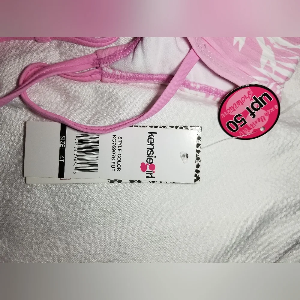 NWT little girls pink 2 piece strappy back swim bathing suit